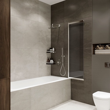 Шторка на ванну слайдер Terminus Ното 01 1500х900 проф.хром, тонированная Жуковский - фото 3