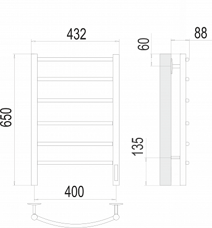 Классик П6 400х650 Электро Полотенцесушитель  TERMINUS Жуковский - фото 3