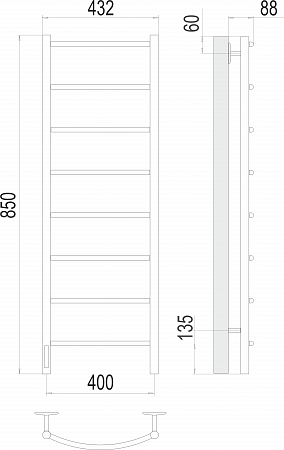 Классик П8 400х850 Электро слева Полотенцесушитель  TERMINUS Жуковский - фото 3