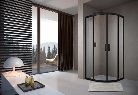 Душевой уголок слайдер Terminus Соренто 06 1000х1000х2000  четверть круга чёрный Жуковский - фото 2