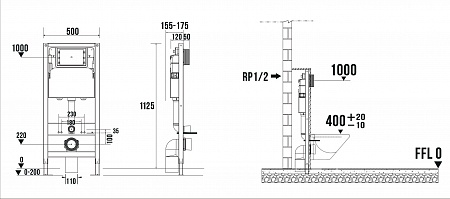 Сенсорная система инсталляции для подвесного унитаза 500х1125 (3 в 1) Terminus Жуковский - фото 9