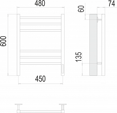 Ватикан П6 450х600 электро КС 9005 матовый Полотенцесушитель TERMINUS Жуковский - фото 3