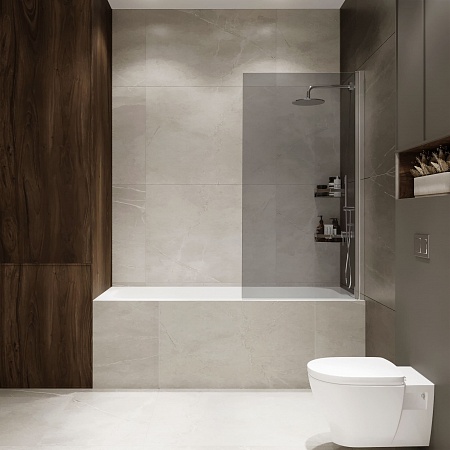 Шторка на ванну распашная Terminus Ното 02 1500х700 проф.хром, тонированная Жуковский - фото 3