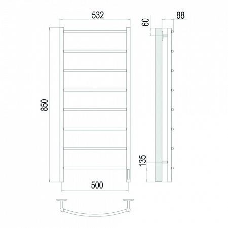 Классик П8 500х850 Электро Полотенцесушитель TERMINUS Сатин Жуковский - фото 4
