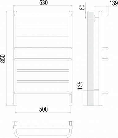 Евромикс квадро П8 500х850 Электро Полотенцесушитель  TERMINUS Жуковский - фото 3