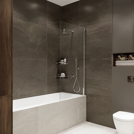 Шторка на ванну распашная Terminus Ното 02 1500х700 проф.хром Жуковский - фото 1