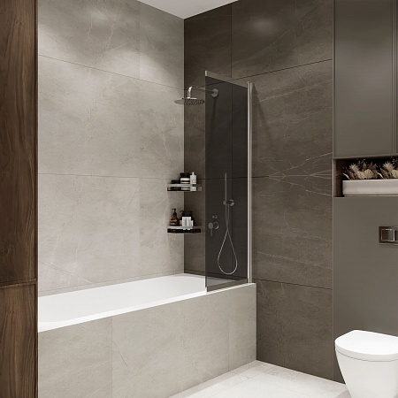 Шторка на ванну слайдер Terminus Ното 01 1500х900 проф.хром, тонированная Жуковский - фото 2