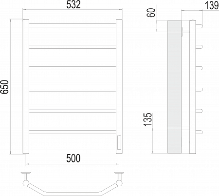 Виктория П6 500х650 Электро Полотенцесушитель  TERMINUS Жуковский - фото 3