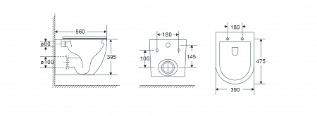 Подвесной унитаз безободковый Terminus Енисей Монолит 560х390 белый Жуковский - фото 8