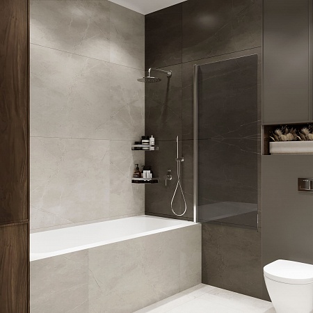 Шторка на ванну распашная Terminus Ното 02 1500х700 проф.хром, тонированная Жуковский - фото 2