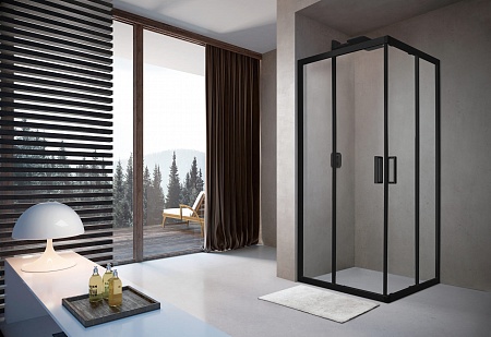 Душевой уголок слайдер Terminus Соренто 05 900х900х2000  квадрат чёрный Жуковский - фото 2