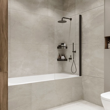 Шторка на ванну распашная Terminus Ното 02 1500х700 проф.черный Жуковский - фото 1