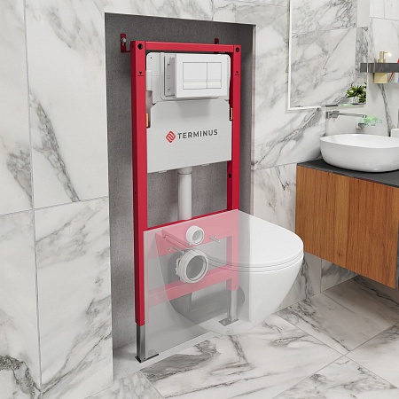Система инсталляции для подвесного унитаза  500х1125 (4 в 1 с клавишей смыва) Terminus  Жуковский - фото 1