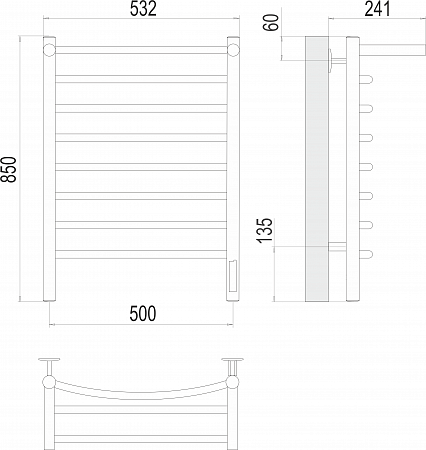 Классик с/п П8 500х850 Электро Полотенцесушитель  TERMINUS Жуковский - фото 3
