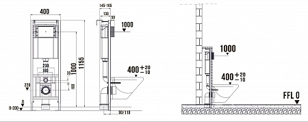 Система инсталляции для подвесного унитаза 400х1160 (4 в 1 с клавишей смыва) Terminus Жуковский - фото 7