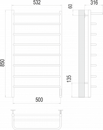 Полка П8 500х850 Электро Полотенцесушитель  TERMINUS Жуковский - фото 3