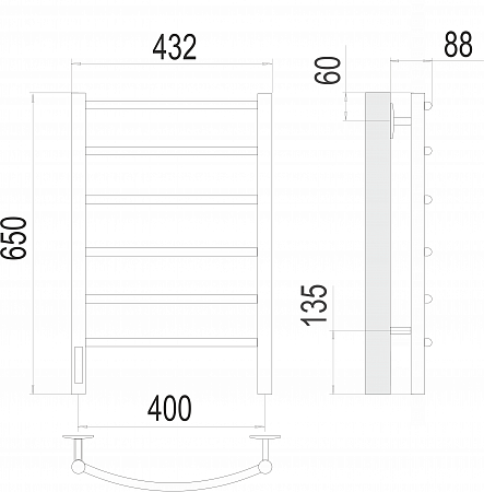 Классик П6 400х650 Электро слева Полотенцесушитель  TERMINUS Жуковский - фото 3