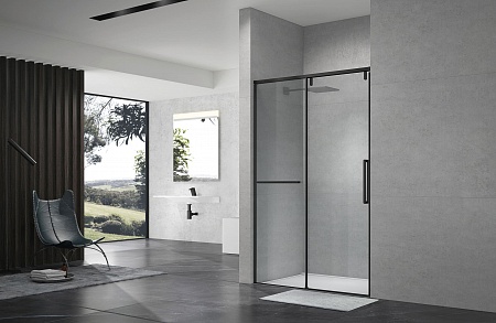 Душевая дверь в нишу слайдер Terminus Альба 01 1400х2200  чёрный Жуковский - фото 2