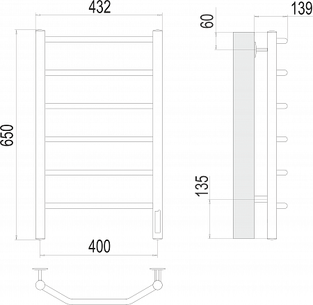 Виктория П6 400х650 Электро Полотенцесушитель  TERMINUS Жуковский - фото 3