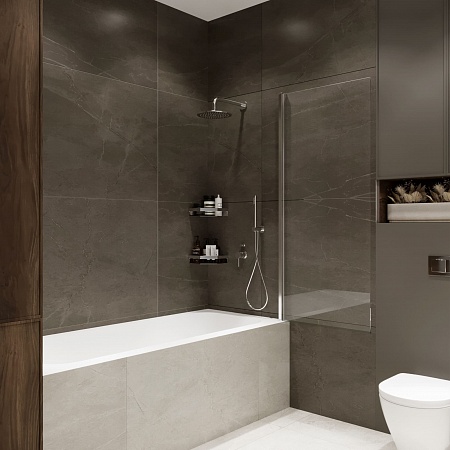 Шторка на ванну распашная Terminus Ното 02 1500х700 проф.хром Жуковский - фото 2