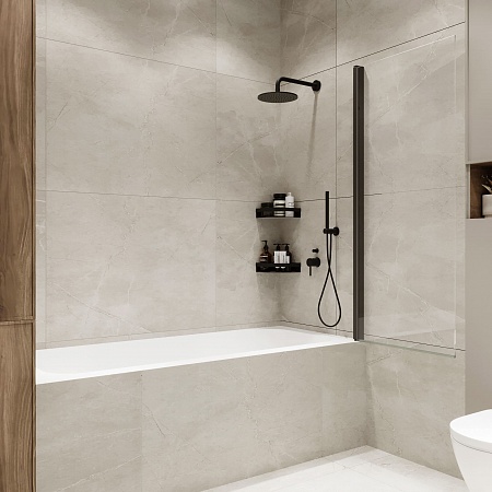 Шторка на ванну распашная Terminus Ното 02 1500х700 проф.черный Жуковский - фото 2