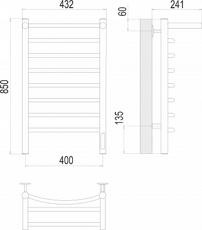 Классик с/п П8 400х850 Электро Полотенцесушитель  TERMINUS Жуковский - фото 3