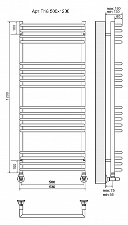 Арт П18 500х1200 Полотенцесушитель  TERMINUS Жуковский - фото 3