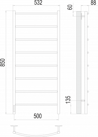 Классик П8 500х850 Электро слева Полотенцесушитель  TERMINUS Жуковский - фото 3