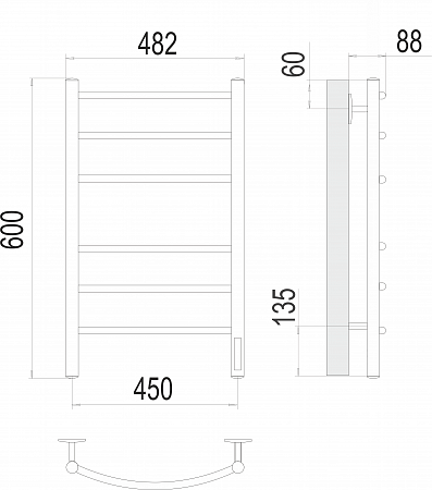 Классик П6 450х600 электро КС 9005 матовый Полотенцесушитель TERMINUS Жуковский - фото 3