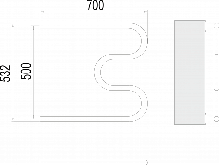 М-обр AISI 32х2 500х700 Полотенцесушитель  TERMINUS Жуковский - фото 3