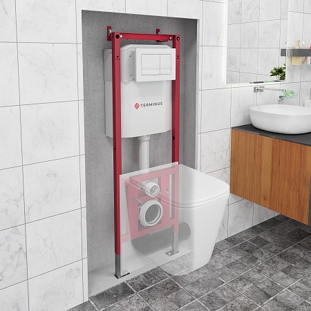 Система инсталляции для подвесного унитаза 400х1160 (4 в 1 с клавишей смыва) Terminus Жуковский - фото 1