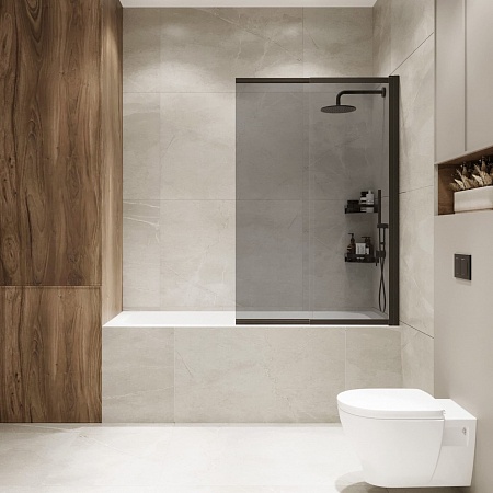 Шторка на ванну слайдер Terminus Ното 01 1500х900 проф.черный, тонированная Жуковский - фото 4