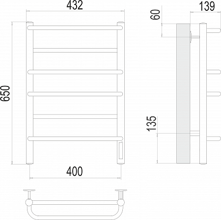 Евромикс П6 400х650 Электро Полотенцесушитель  TERMINUS Жуковский - фото 3