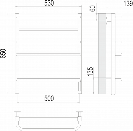 Евромикс квадро П6 500х650 Электро Полотенцесушитель  TERMINUS Жуковский - фото 3
