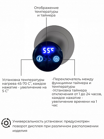 Рондо П2 350х760 электро Полотенцесушитель TERMINUS Оружейная сталь Жуковский - фото 5