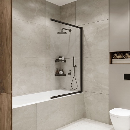 Шторка на ванну слайдер Terminus Ното 01 1500х900 проф.черный Жуковский - фото 1