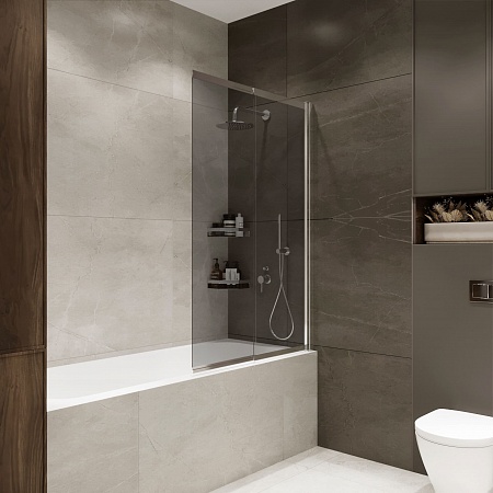 Шторка на ванну слайдер Terminus Ното 01 1500х900 проф.хром, тонированная Жуковский - фото 1