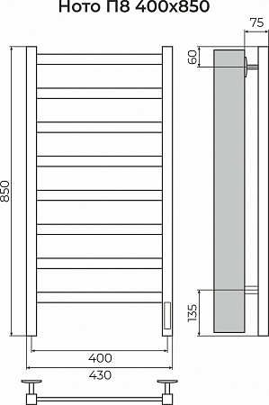 Ното П8 400х850 Электро Полотенцесушитель TERMINUS Жуковский - фото 3
