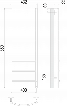 Классик П8 400х850 Электро Полотенцесушитель  TERMINUS Жуковский - фото 3