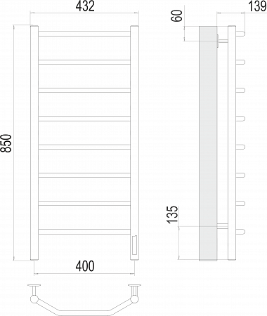 Виктория П8 400х850 Электро Полотенцесушитель  TERMINUS Жуковский - фото 3