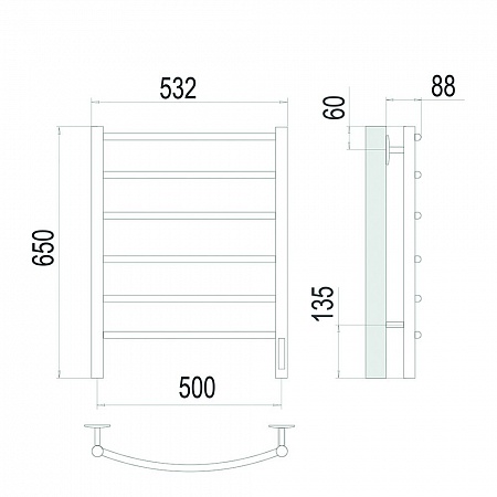 Классик П6 500х650 Электро Полотенцесушитель TERMINUS Сатин Жуковский - фото 4