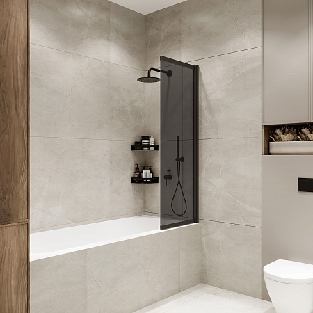 Шторка на ванну слайдер Terminus Ното 01 1500х900 проф.черный, тонированная Жуковский - фото 2