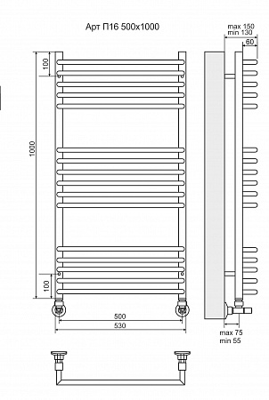 Арт П16 500х1000 Полотенцесушитель  TERMINUS Жуковский - фото 3