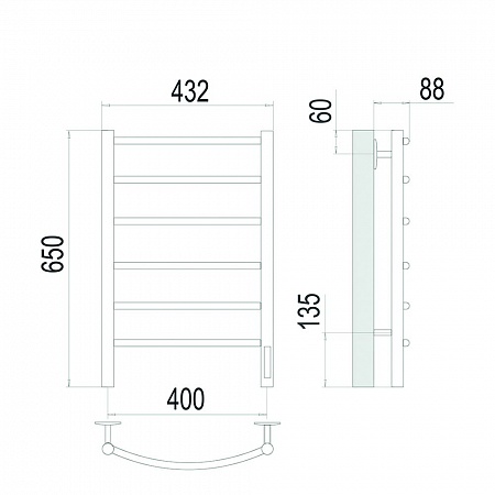 Классик П6 400х650 Электро Полотенцесушитель TERMINUS Сатин Жуковский - фото 4