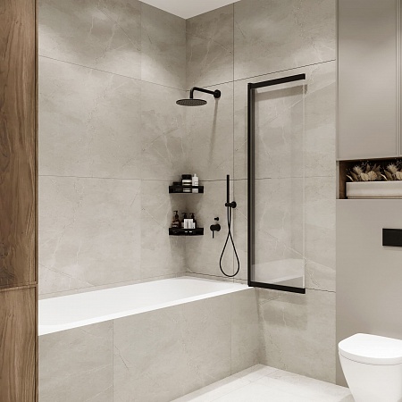 Шторка на ванну слайдер Terminus Ното 01 1500х900 проф.черный Жуковский - фото 3