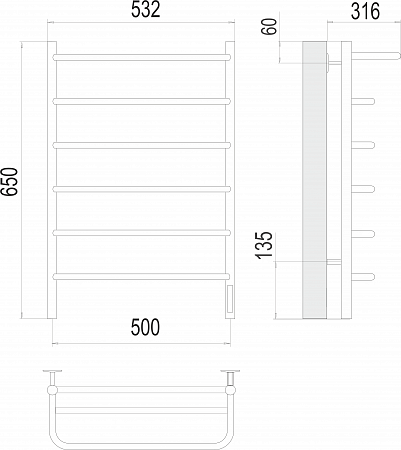 Полка П6 500х650 Электро Полотенцесушитель  TERMINUS Жуковский - фото 3